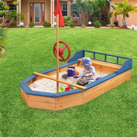 Kids Pirate Boat Wood Sandbox OP70116 | Comstrom