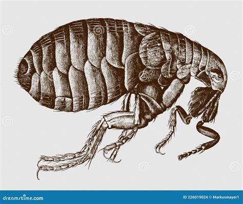 Female Human Flea Pulex Irritans Side View Stock Vector - Illustration ...