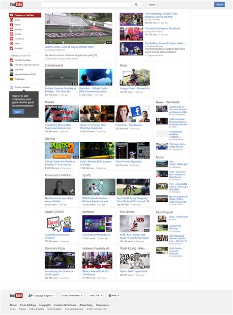 YouTube in 2013 - Web Design Museum