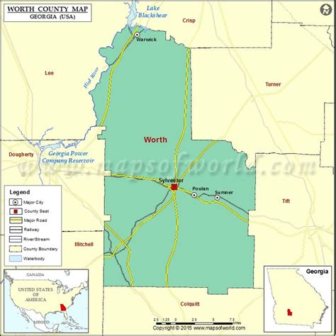 Worth County Map, Map of Worth County Georgia in 2022 | County map ...