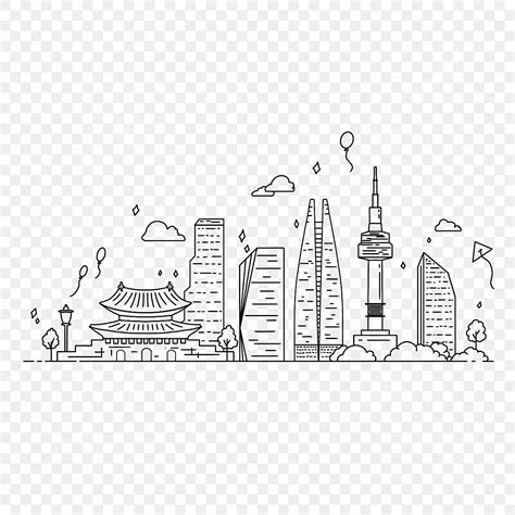 South Korea PNG Picture, Line Drawing Of Seoul South Korea, Korea ...