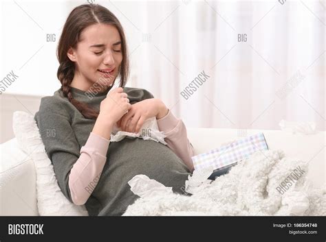 Young Pregnant Woman Crying Home Image & Photo | Bigstock