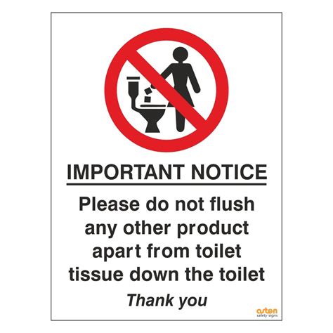 Pack of 5 Toilet Signs. Important notice, please do not flush any other ...