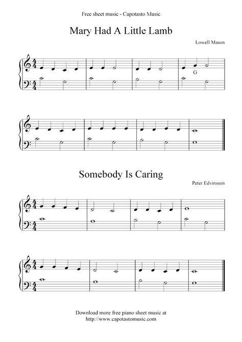 Free Sheet Music Scores: Free basic piano sheet music, Mary Had A Little Lamb | Piano sheet ...