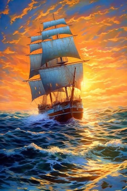 Premium AI Image | A painting of a tall ship sailing in the ocean ...