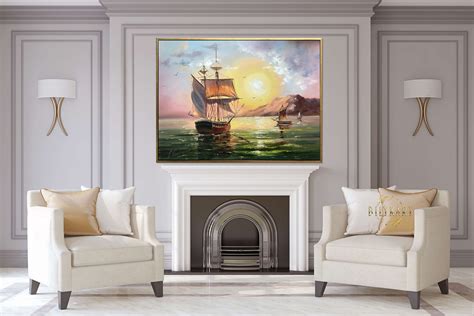 Sailing Ship Oil Painting Original Ship at Sunset Painting - Etsy