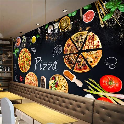 Custom Mural Wallpaper Pizza Shop Restaurant Wallcovering | BVM Home