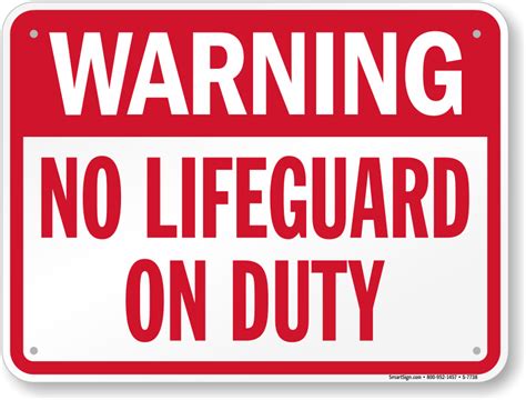 No Lifeguard On Duty Signs | No Lifeguard Signs