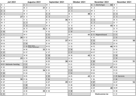 Kalender 2021, 2e helft