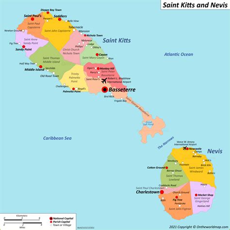 Saint Kitts and Nevis Map | Maps of Federation of Saint Christopher and ...