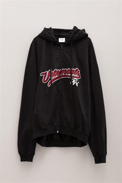 Vetements Cotton Zip-up Bro Hoodie in Black for Men - Lyst