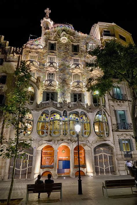 Original Photo Casa Batllo at Night, Gaudi, Barcelona, Spain, digital ...