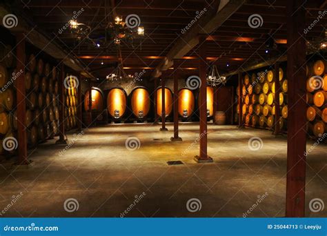 Barrel Room in the Winery stock image. Image of interior - 25044713