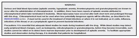 Chloramphenicol warnings and precautions - wikidoc