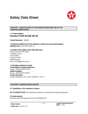 Fillable Online SAFETY DATA SHEET SECTION 1 Identification of ...