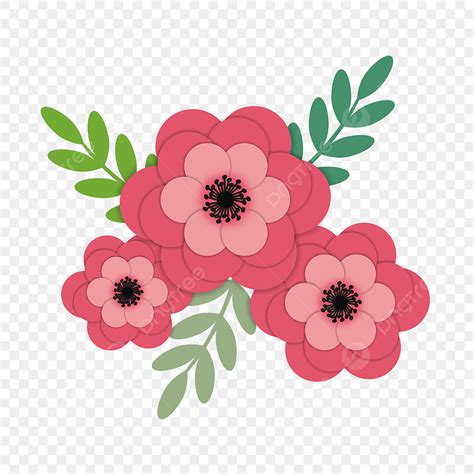 Pink Flowers Clipart Hd PNG, Pink Flower Vector Illustration, Flower ...