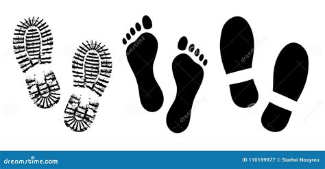 Vector Shoe Footprint Illustration - Human Foot Print Symbol, Feet Silhouette Isolated Flat ...