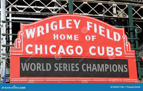 Chicago Cubs Center Field Marquee On The Northwest Corner Of Wrigley ...