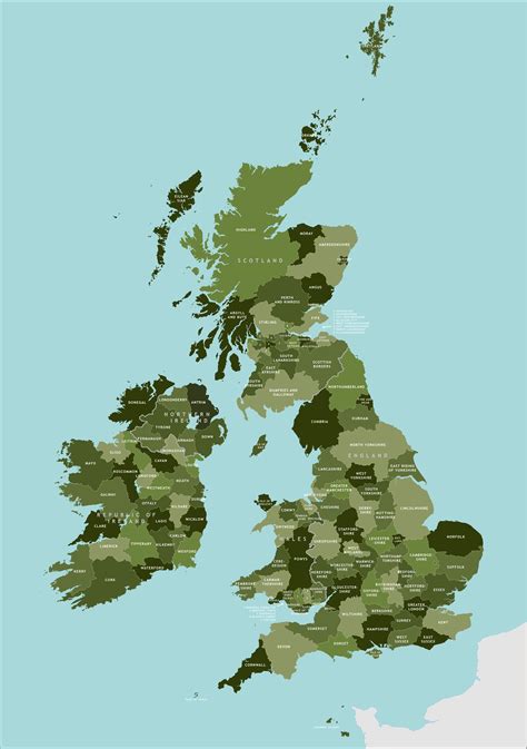 County map of Britain and Ireland - royalty free vector map - Maproom