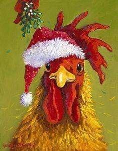 Pin by Sarah Hut on Christmas | Chicken painting, Rooster painting, Santa paintings