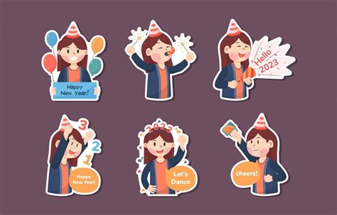 New Year Celebration Sticker Set 15916359 Vector Art at Vecteezy