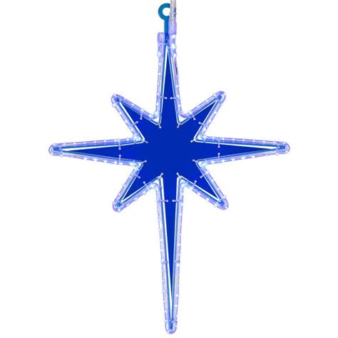 LED LED Bethlehem Star with Blue Acrylic Center, Blue Lights - Yard Envy