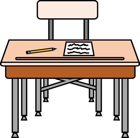 School Desk and Chair with Worksheet and Pencil clipart. Free download transparent .PNG | Creazilla