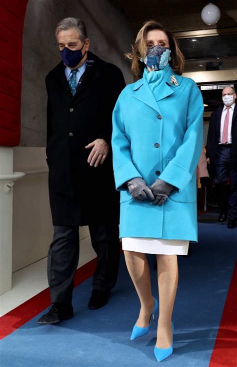 Speaker Nancy Pelosi Wearing A Baby Blue Coat Inauguration 2021