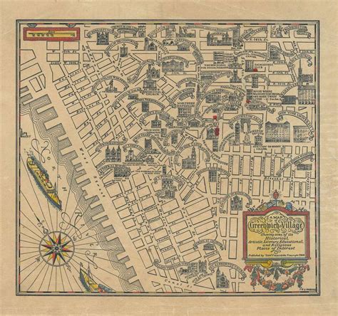 A Map of Greenwich Village Showing some of its Historical, Artistic, Literary, Educational, and ...