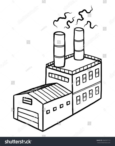 Industrial Factory / Cartoon Vector And Illustration, Black And White, Hand Drawn, Sketch Style ...