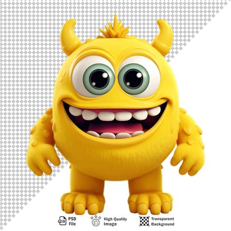 Premium PSD | 3d yellow monster character avatar on transparent background