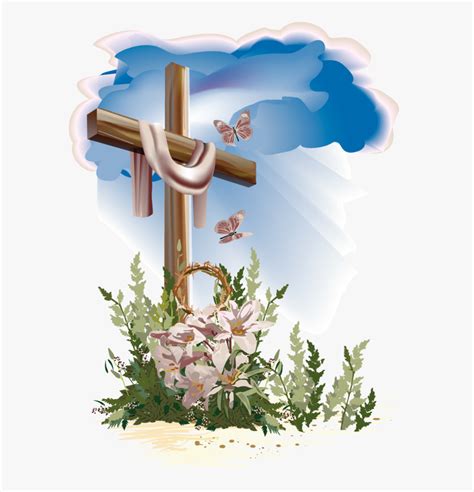 Easter Cross Resurrection Cross - Holy Cross And Flowers, HD Png ...