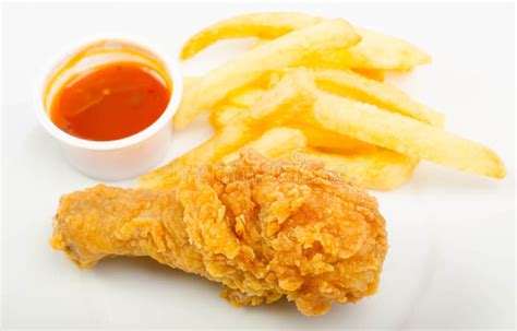 Chicken with Fries and Sauce Stock Image - Image of cuisine, battered: 68318185