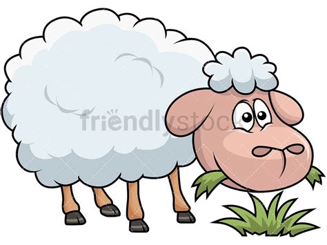 Happy Sheep Eating Grass Cartoon Vector Clipart - FriendlyStock