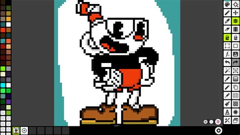 Minecraft Cuphead Pixel Art Grid - Protes Png