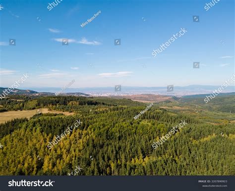 Aerial Landscape Green Mountains Blue Sky Stock Photo 2207890923 ...