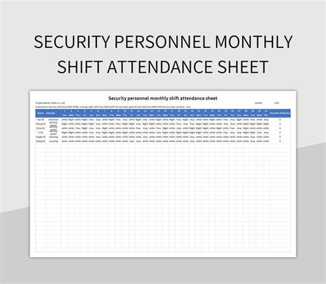 Security Personnel Monthly Shift Attendance Sheet Excel Template And ...