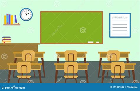 Empty Classroom Background, Flat Style Stock Vector - Illustration of inside, educational: 119391392