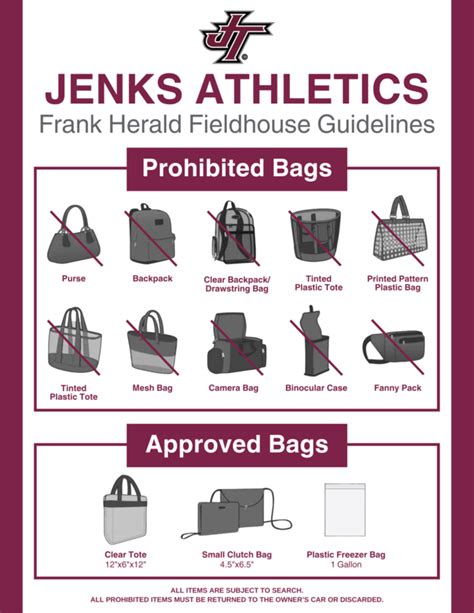 Jenks Athletics - Clear Bag Requirement at Frank Herald Fieldhouse | Jenks Public Schools