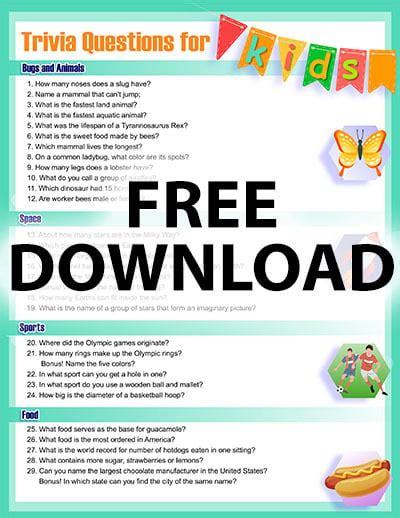 50 Trivia Questions for Kids