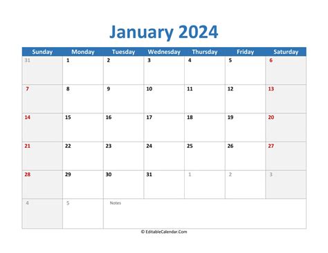 2024 January Calendar Blank Download Microsoft - Sydel Fanechka