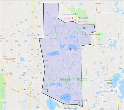 Boundary Map of The Villages Florida | Map of florida cities, Florida county map, Florida city