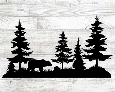 Bear in Pine Forest Svg Bear Svg Forest Svg Cut File for - Etsy Canada