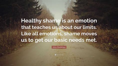 John Bradshaw Quote: “Healthy shame is an emotion that teaches us about ...