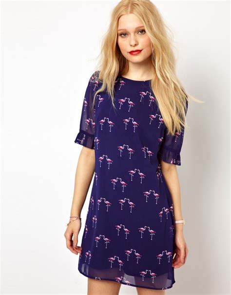 Sugarhill Boutique Shift Dress in Flamingo Print