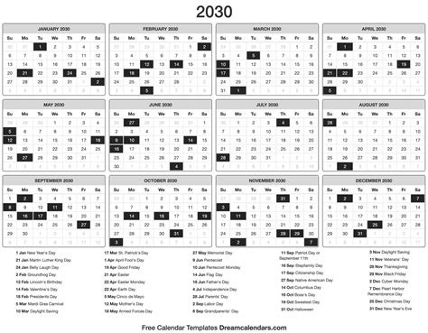 2030 Calendar