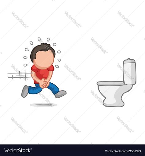 Hand-drawn cartoon of man running to pee Vector Image