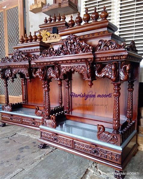 South Indian Style Teak Wooden Temple Set For Home / wooden | Etsy | Temple design for home ...