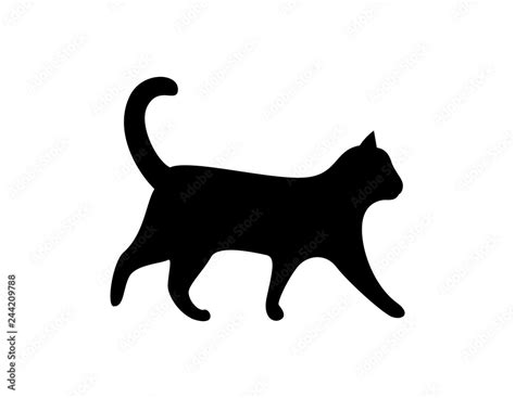 Black Cat Silhouette Vector Feline Animal Icon Stock Vector | Adobe Stock