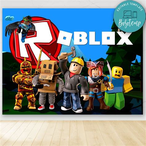 Printable Roblox Backdrop Digital File Template Instant Download | Bobotemp